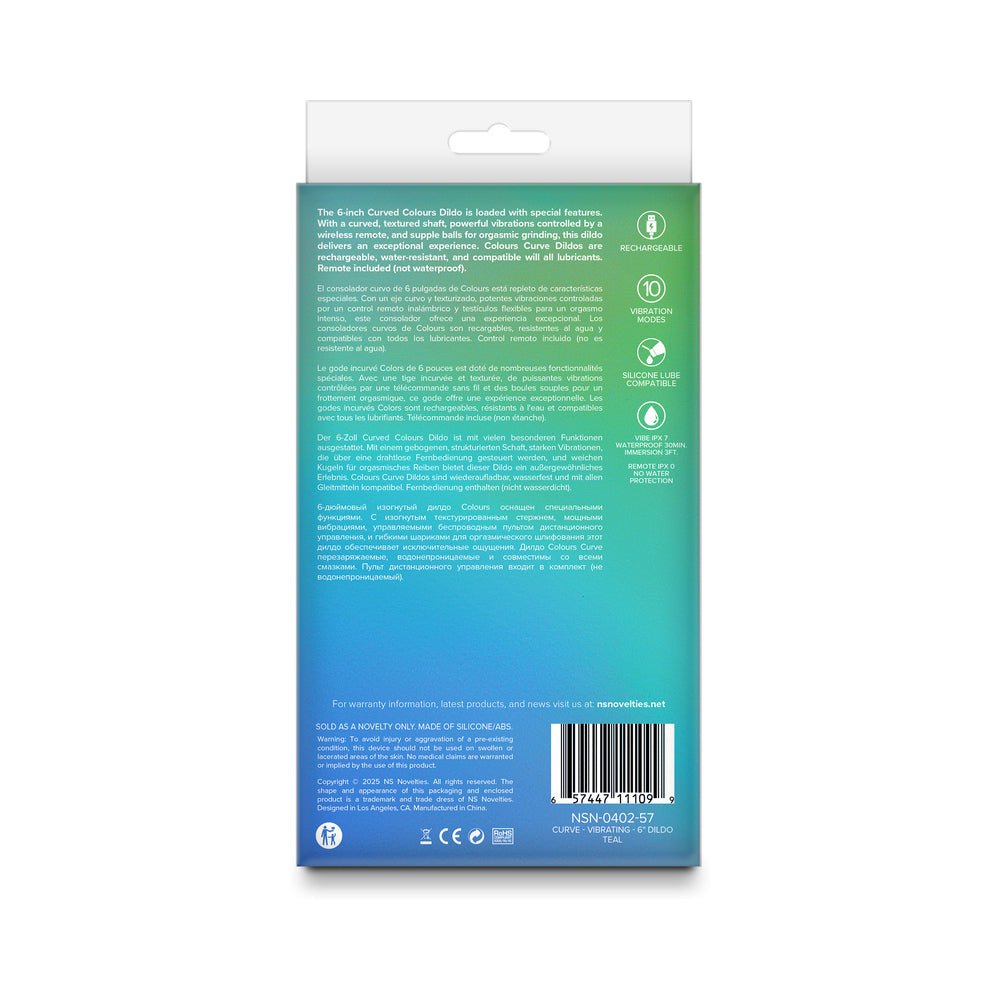 Colours Curve Vibrating 6 in. Dildo Teal - Image 4