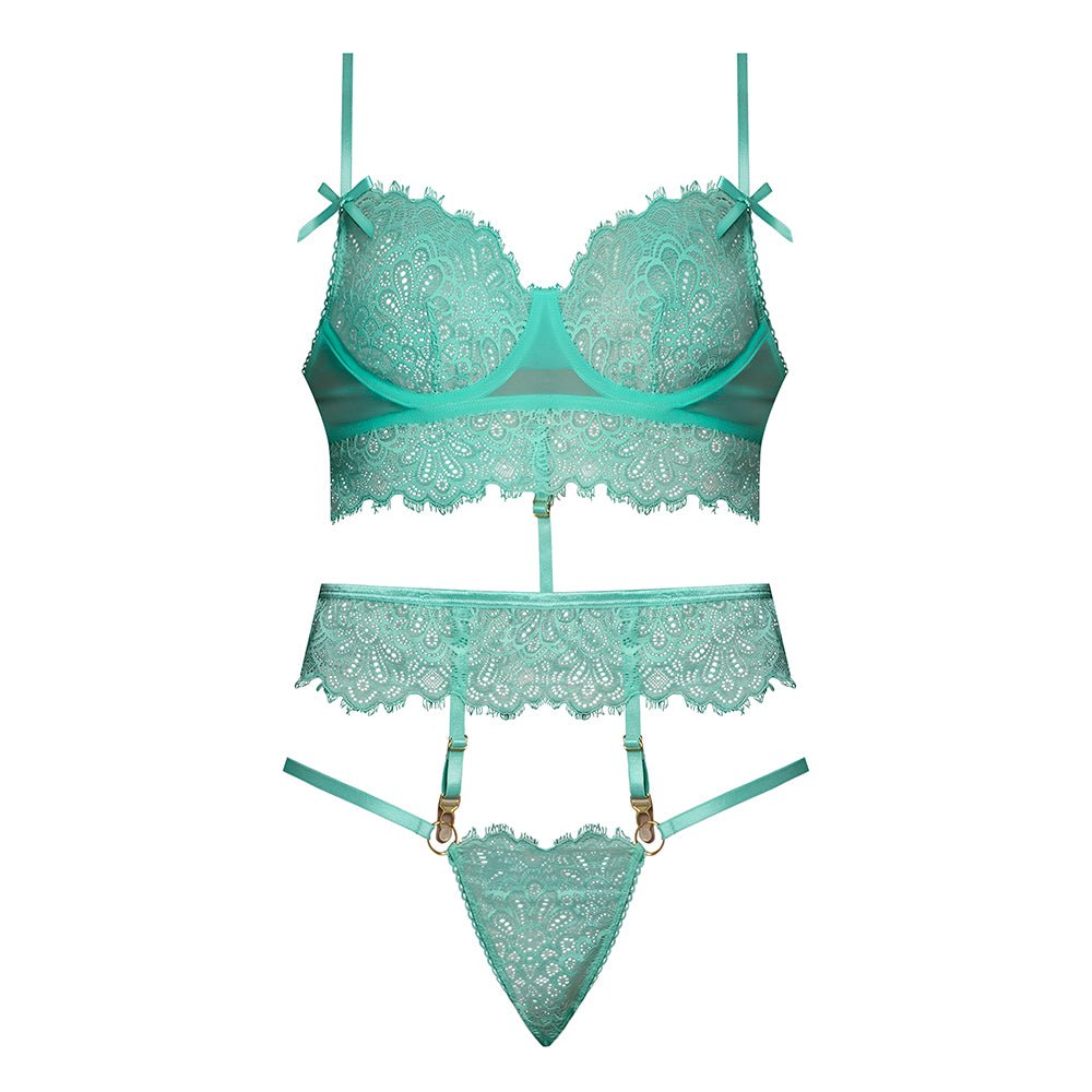 Magic Silk Caribbean Crush Demi Longline Bra & Panty with Flounce Aqua Glow Queen Size - Image 6
