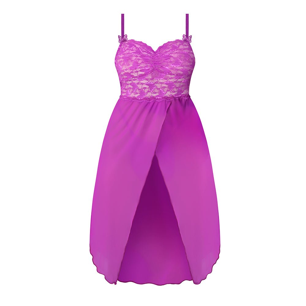 Magic Silk Butterfly Fantasies Gown & Thong Set Neon Purple S/M - Image 4