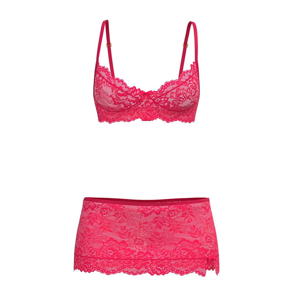 Magic Silk Get It Girl Bra, Skirt & Thong Set Diva Pink Queen Size - Image 4