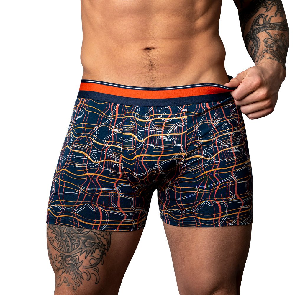 Male Power Soo Cumfy Boxer Brief Navy/Orange L - Image 2
