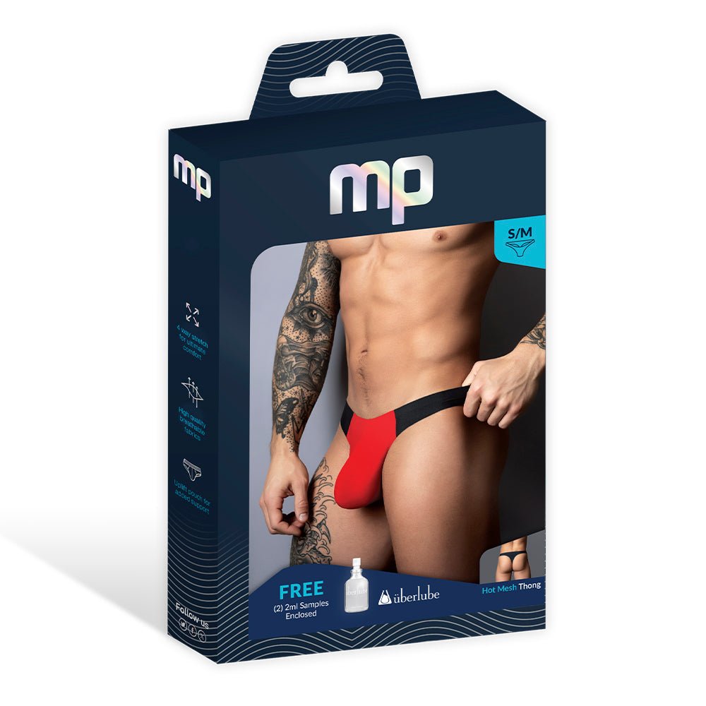 Male Power Hot Mesh Bong Thong Black/Red L/XL - Image 5