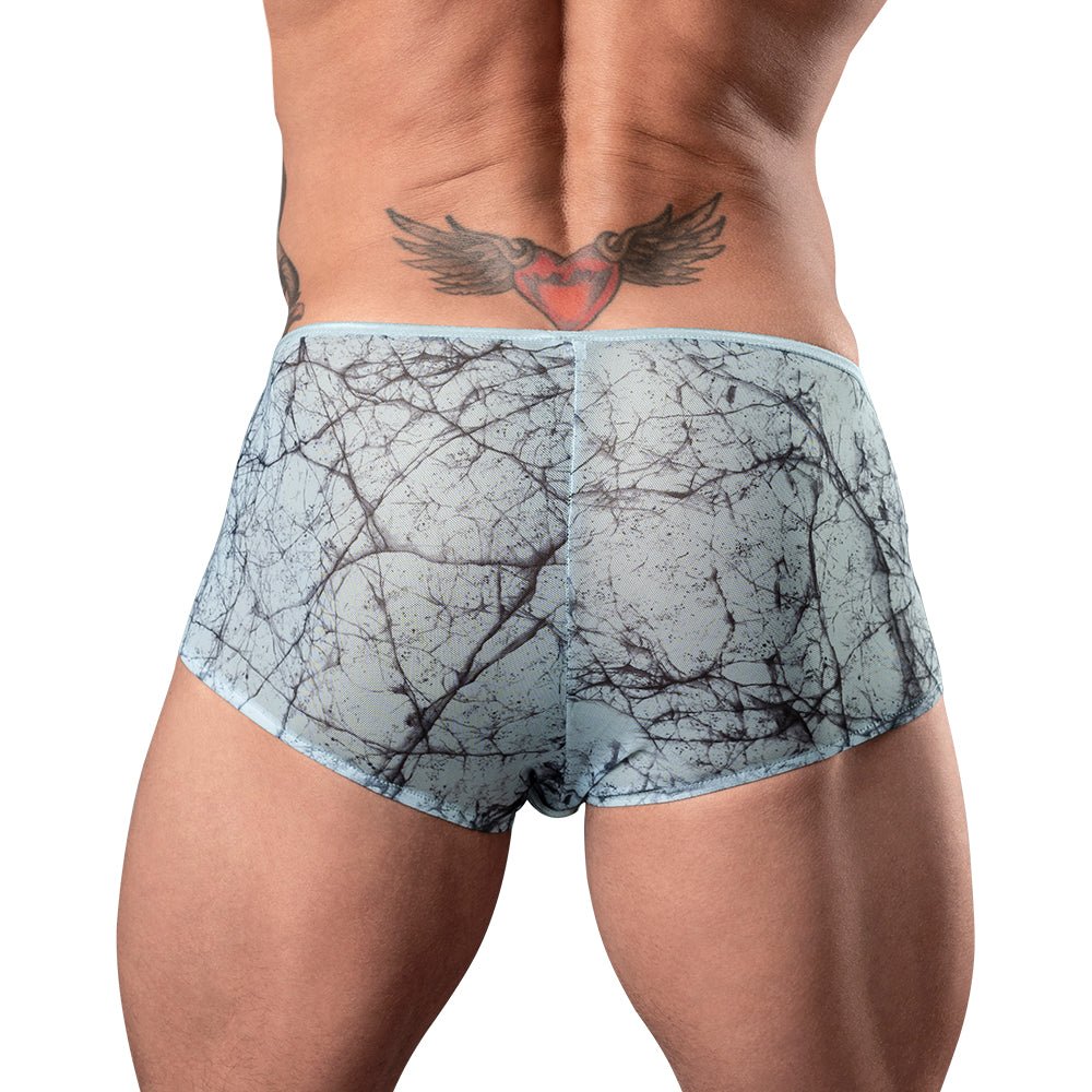 Male Power Marble Mesh Micro Mini Short Silver Blue S - Image 3