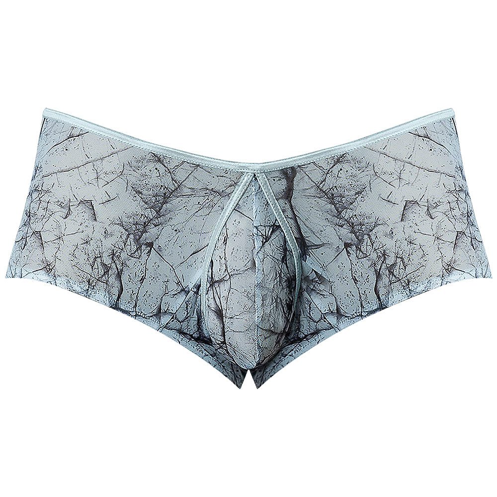 Male Power Marble Mesh Micro Mini Short Silver Blue XL - Image 4