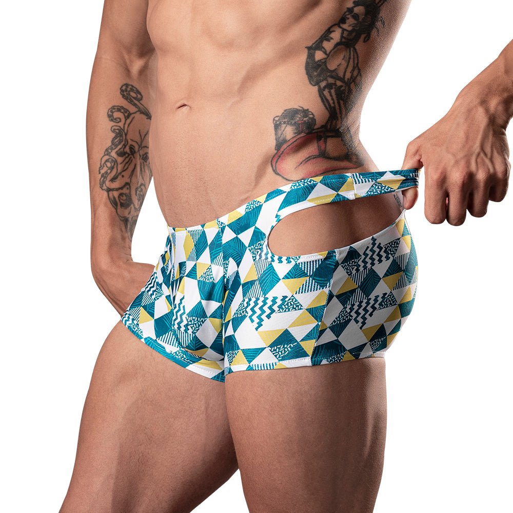 Male Power Cut It Out! Cutout Mini Short Blue/White S - Image 2