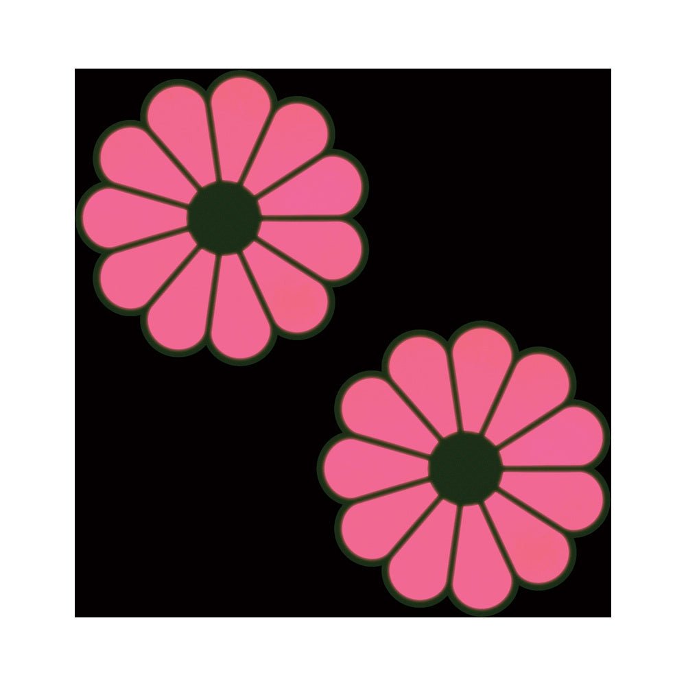 Pastease Daisy: Neon Green & Glow-in-the-Dark Neon Pink Petal Pasties Nipple Covers - Image 4