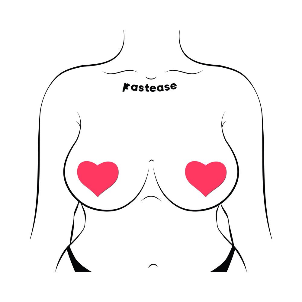 Pastease Love: Glow-in-the-Dark Neon Pink Heart Pasties Nipple Covers - Image 3