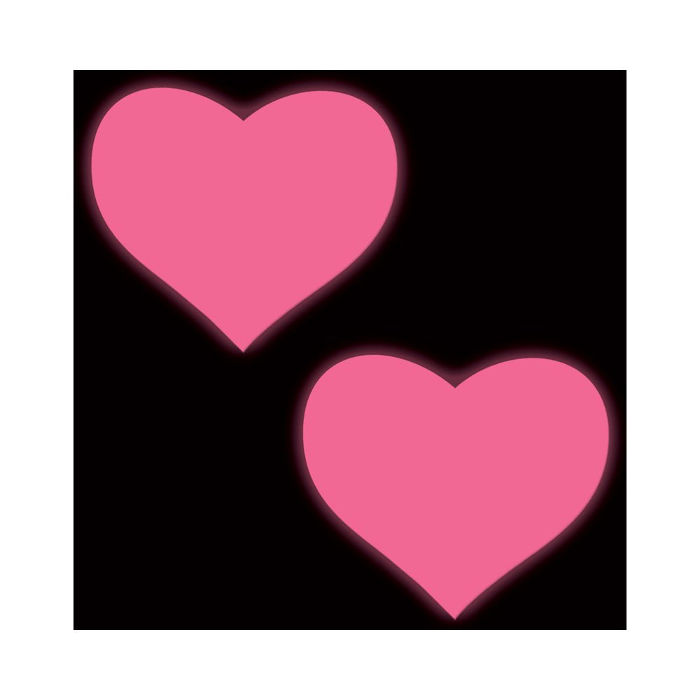 Pastease Love: Glow-in-the-Dark Neon Pink Heart Pasties Nipple Covers - Image 4