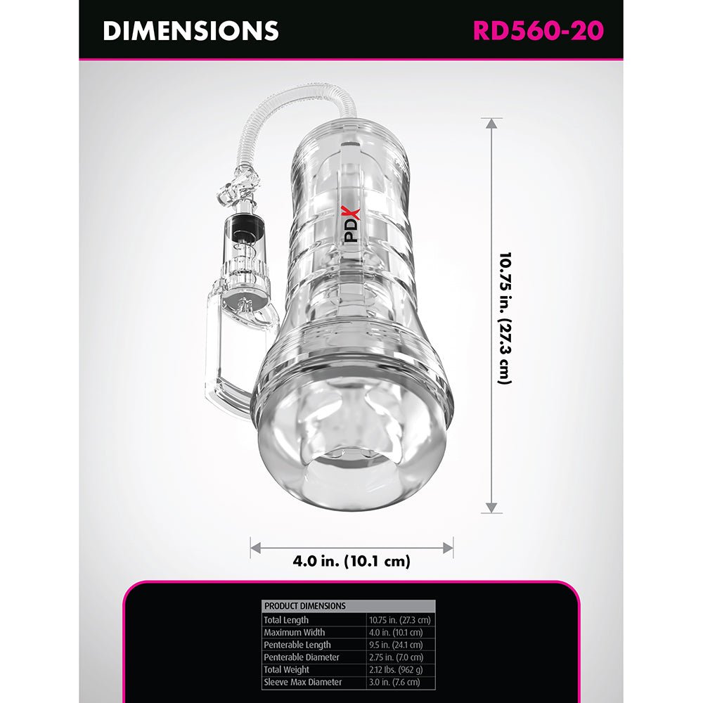 PDX Elite ViewTube Vac XXL Pump See Thru EZ-Grip Pump Stroker Clear - Image 6