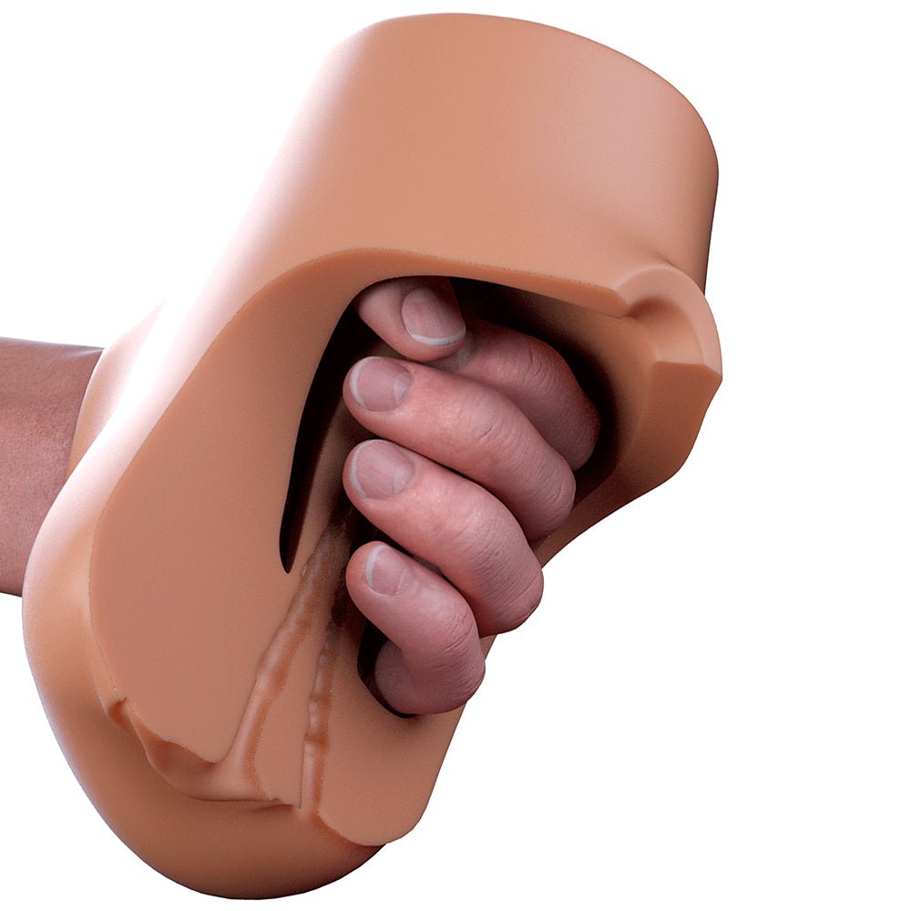 PDX Plus Double Pounder Vibrating Squeeze Stroker Brown - Image 2