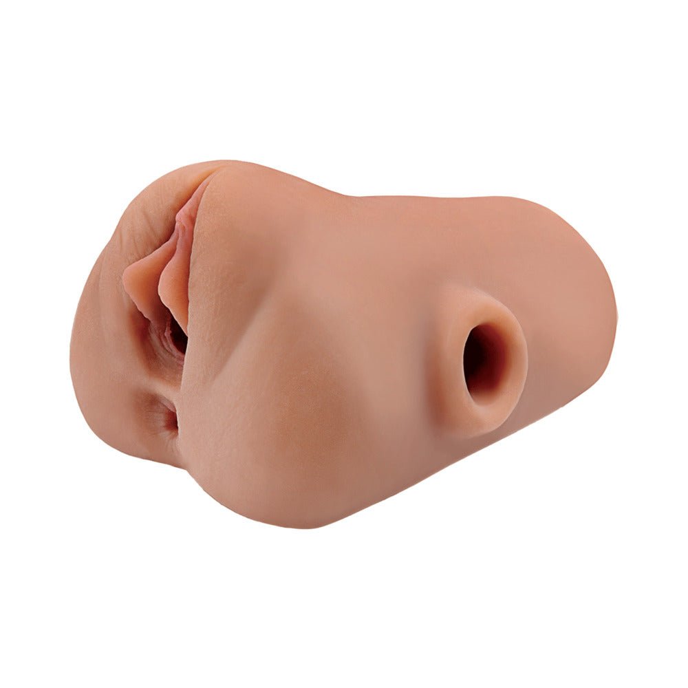 PDX Plus Double Pounder Vibrating Squeeze Stroker Brown - Image 6