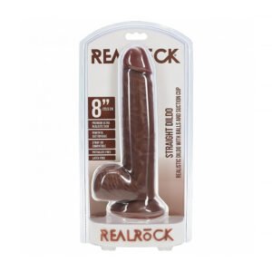 RealRock 8 in. Cock with Balls Straight Brown