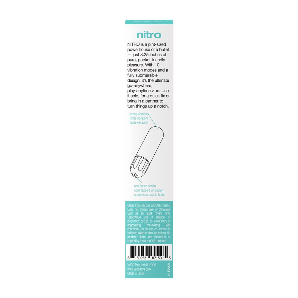 VeDO Nitro Rechargeable Bullet Vibe Turquoise - Image 6