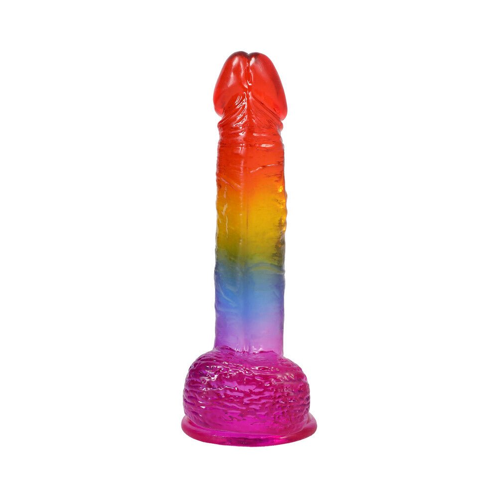 Crystal Jellies 8.5 in. Realistic Cock with Balls Rainbow - Image 3