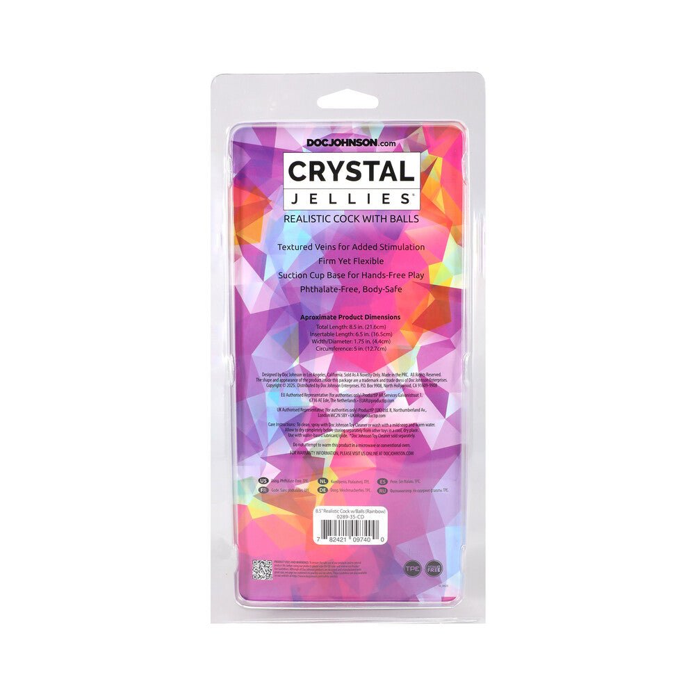 Crystal Jellies 8.5 in. Realistic Cock with Balls Rainbow - Image 6