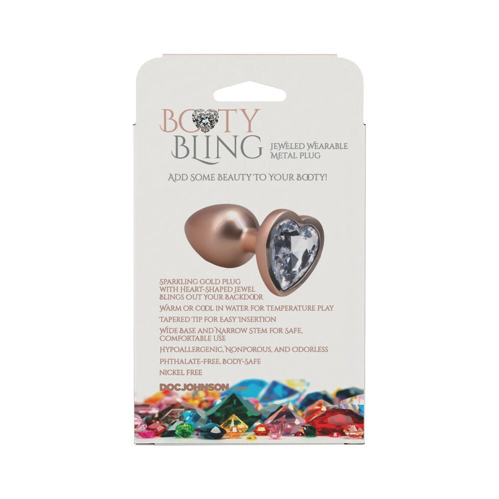 Booty Bling Heart Diamond Jeweled Metal Plug Gold Small - Image 6