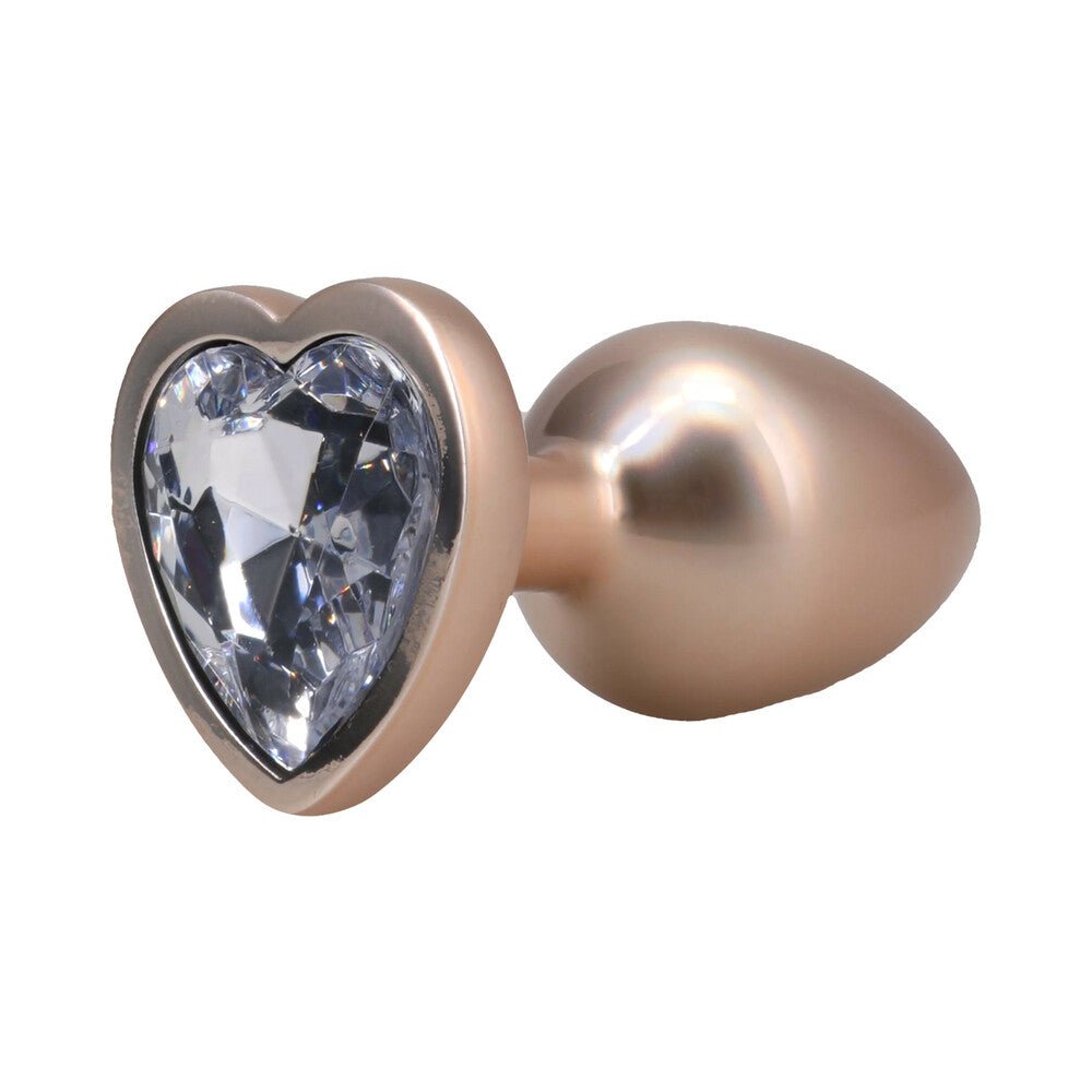 Booty Bling Heart Diamond Jeweled Metal Plug Gold Medium - Image 3