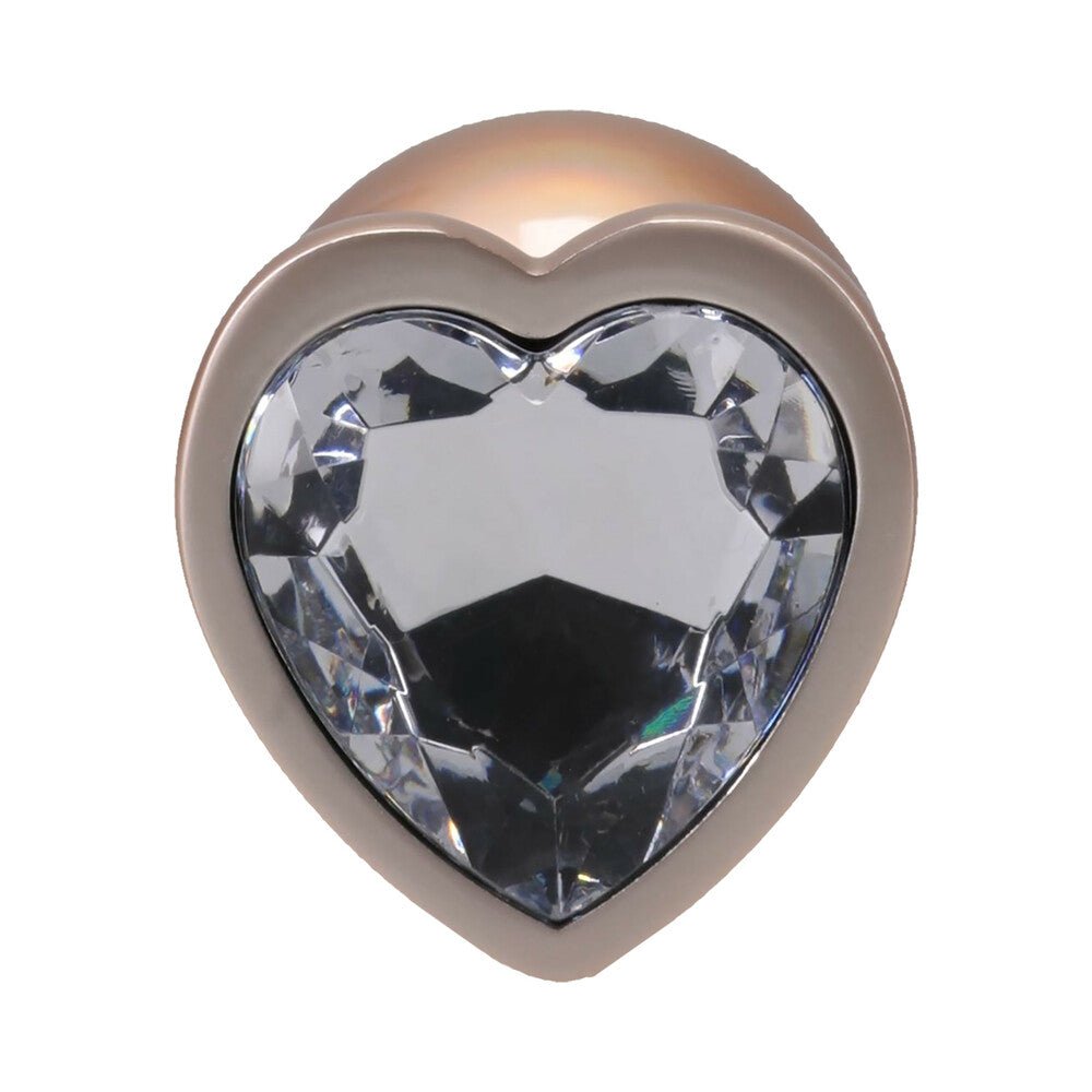 Booty Bling Heart Diamond Jeweled Metal Plug Gold Medium - Image 4
