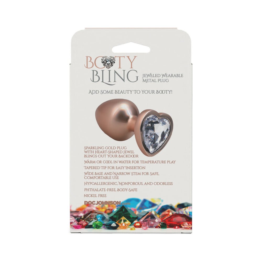 Booty Bling Heart Diamond Jeweled Metal Plug Gold Medium - Image 6