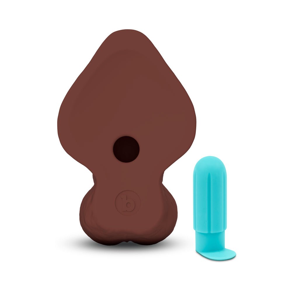 b-Vibe Slipskin Realistic Silicone Dildo 10 in. Curved Brown - Image 5