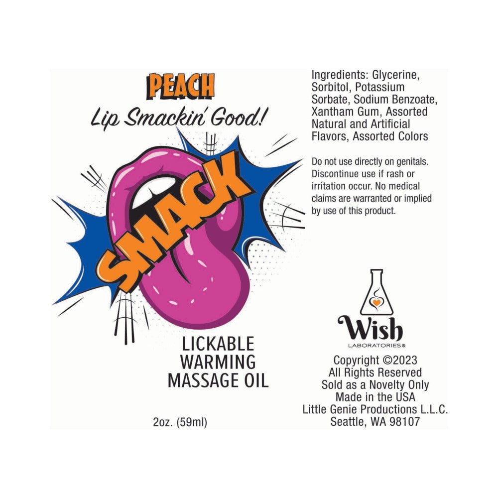 Smack Lickable Massage Oil 3 ml Pouch Peach 36-Piece Display - Image 3