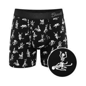 Shinesty The Bare Back Bones Glow-in-the-Dark Skeletons Ball Hammock Pouch Underwear with Fly M