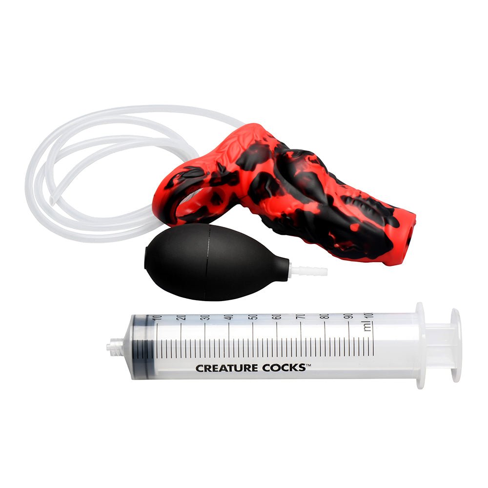 Creature Cocks Hell Hound Squirting Silicone Penis Enhancer Red - Image 5