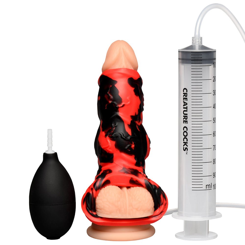 Creature Cocks Hell Hound Squirting Silicone Penis Enhancer Red - Image 6