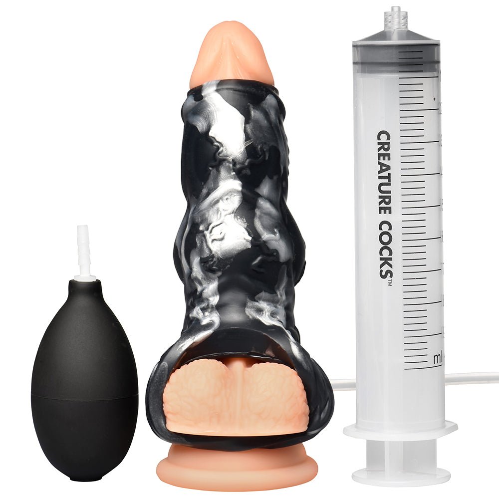 Creature Cocks Night Prowler Squirting Silicone Penis Enhancer Silver - Image 6