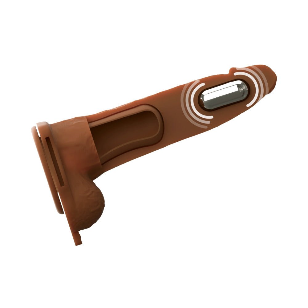 Fantasy X-Tensions Elite Vibrating Hollow Silicone Strap-On 7 in. Brown - Image 2