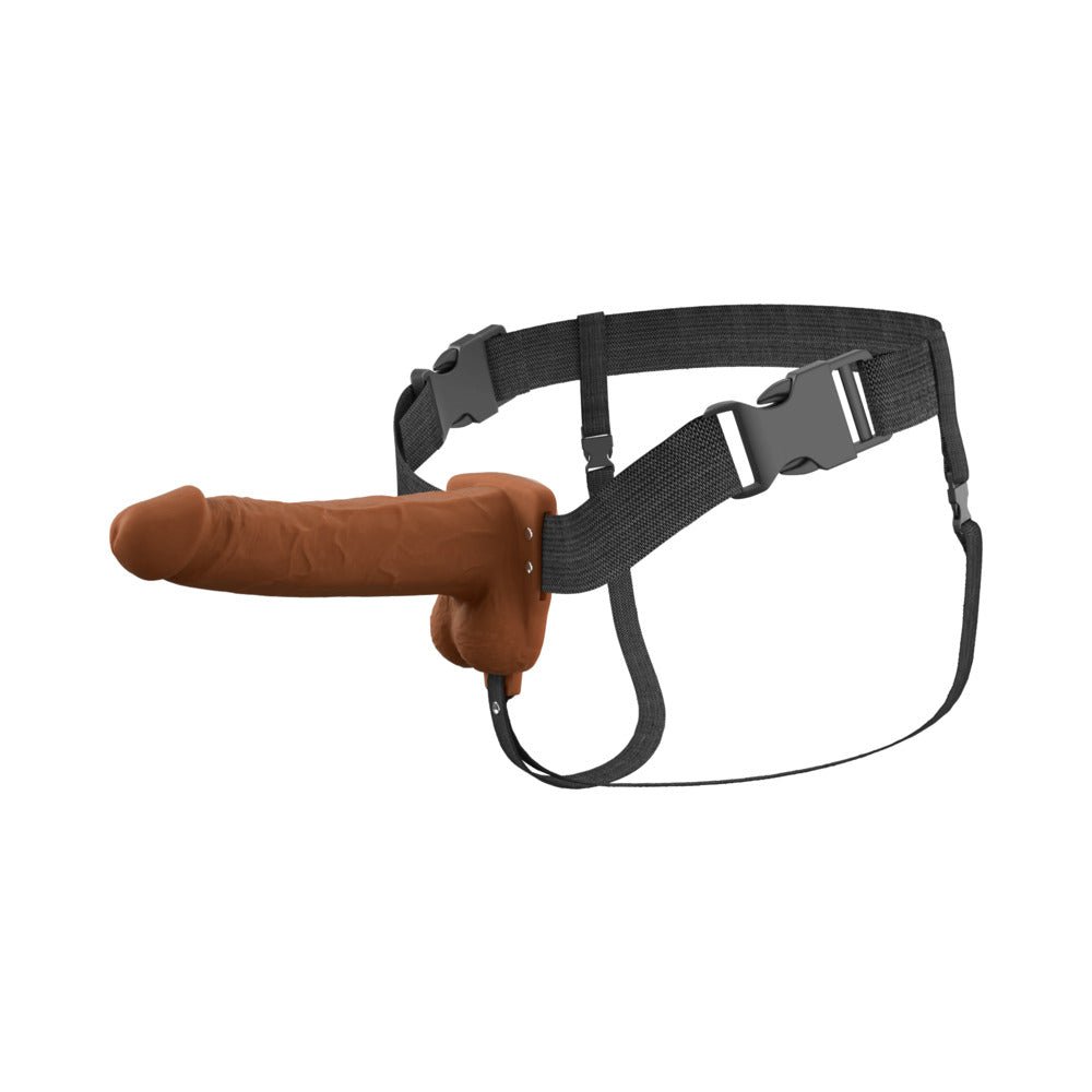 Fantasy X-Tensions Elite Vibrating Hollow Silicone Strap-On 7 in. Brown - Image 3