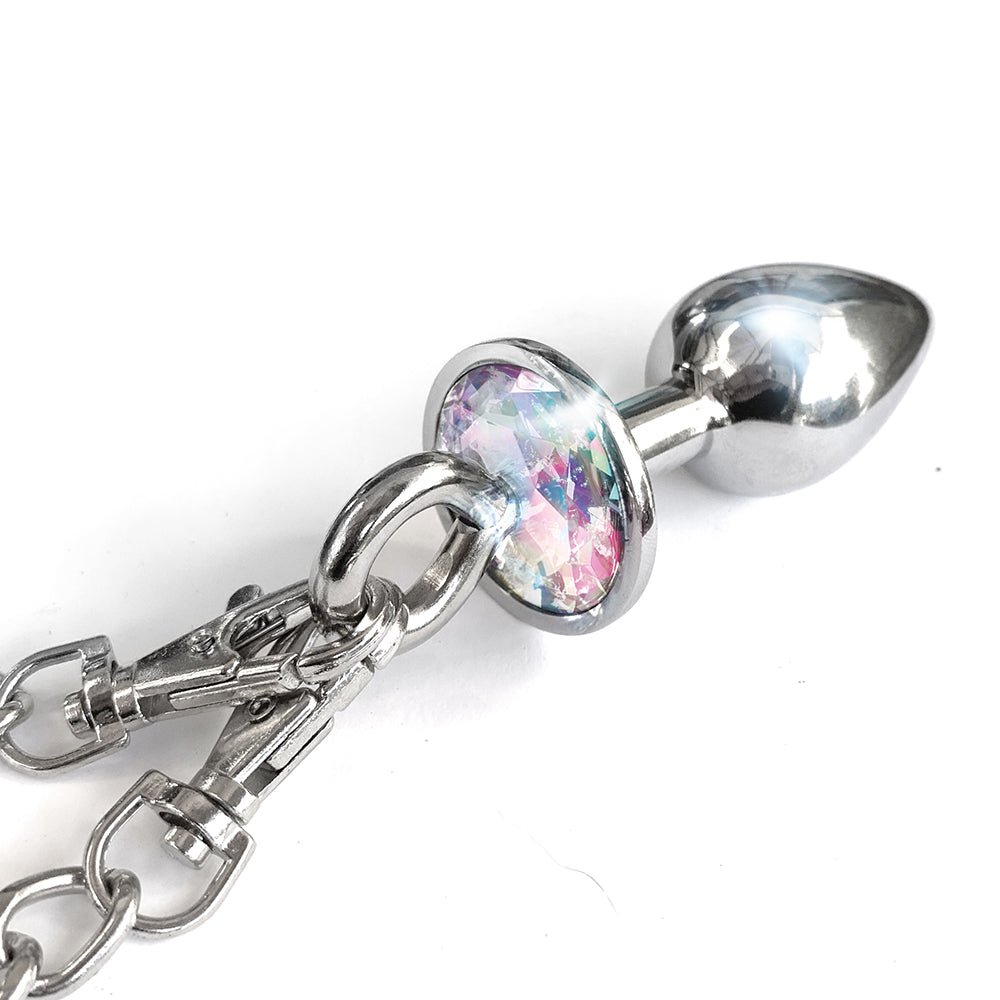NIXIE Metal Butt Plug & Furry Handcuff Set Medium Unicorn - Image 4
