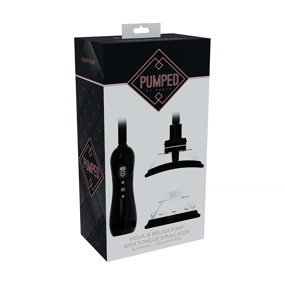 PUMPED Automatic Rechargeable Vulva & Breast Pump with Tongue Stimulator Black