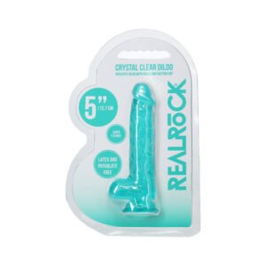 RealRock Realistic 5 in. Dildo with Balls Turquoise