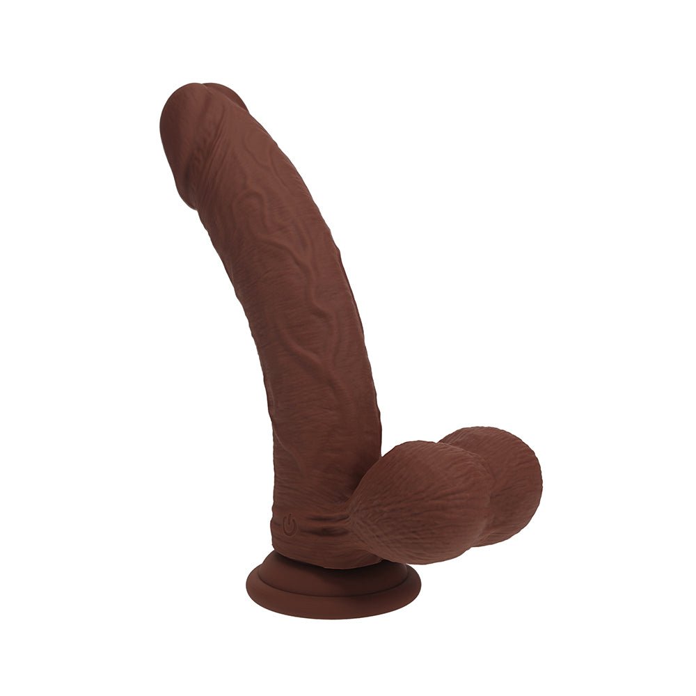 Realrock Realistic Dual Density Vibrating Silicone Dildo with Weighted Balls 6 in. Brown - Image 3