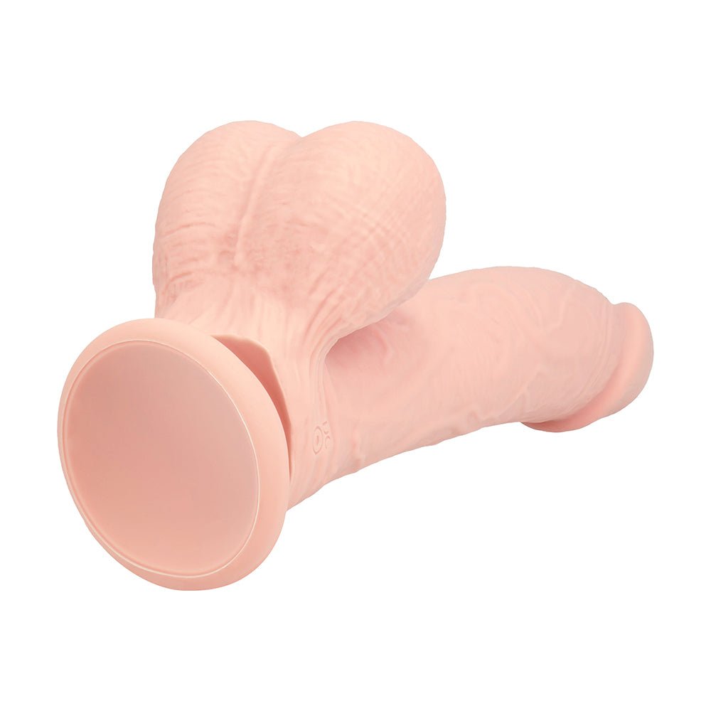 Realrock Realistic Dual Density Vibrating Silicone Dildo with Weighted Balls 6 in. Beige - Image 6