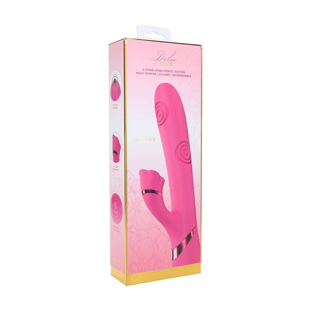 VIVE Fiore Rechargeable G-Spot Air Wave and Tapping Flared Clit Stimulator Pink