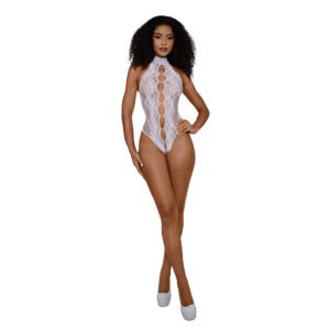 Dreamgirl Crotchless Peek-A-Boo Madame Teddy White O/S