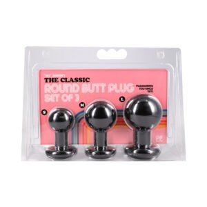 The Classic Round Butt Plug Black 3-Piece Set