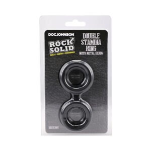 ROCK SOLID Silicone Double Stamina Ring with Metal Beads Black