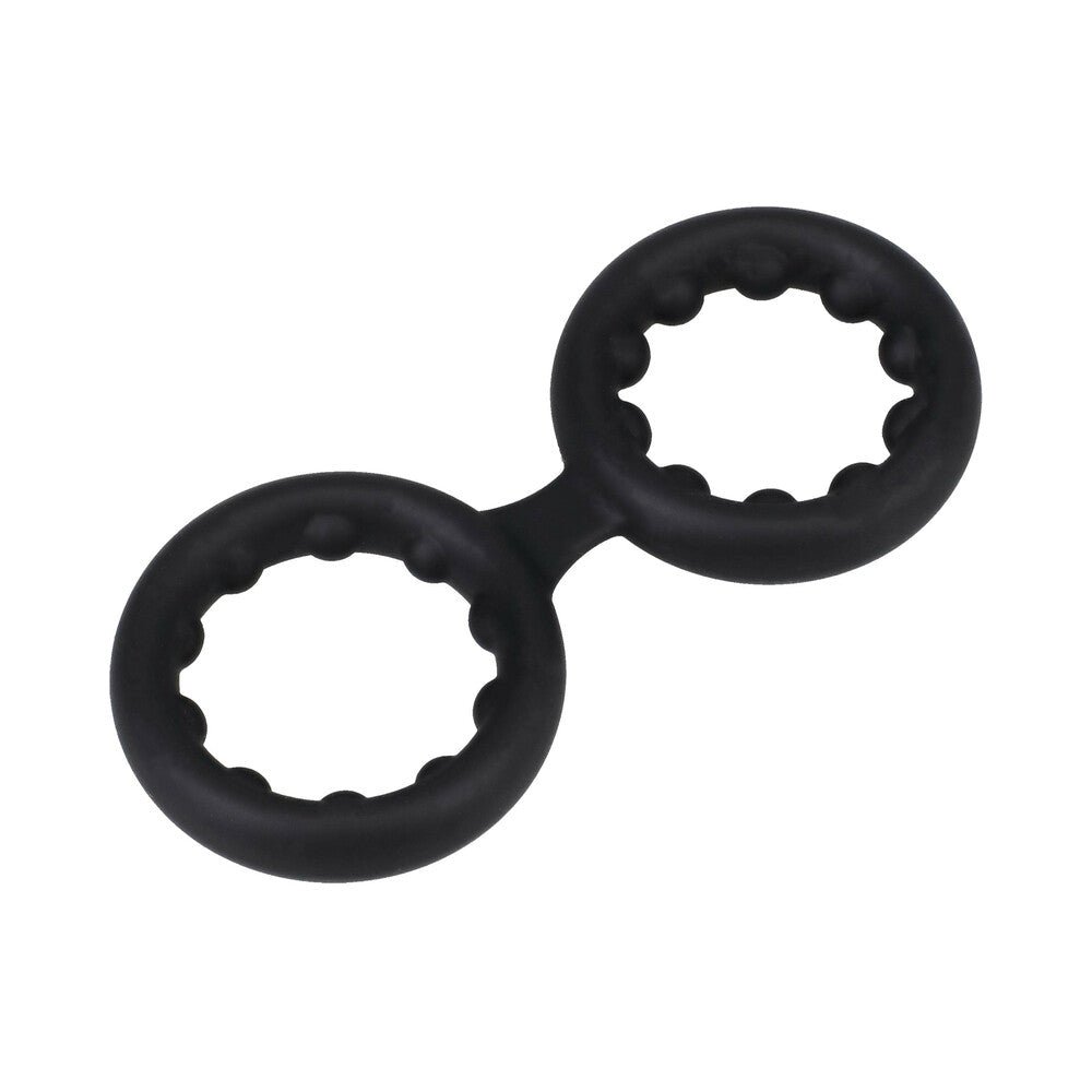 ROCK SOLID Silicone Double Stamina Ring with Metal Beads Black - Image 2