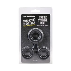 ROCK SOLID Silicone Triple Stamina Ring with Metal Beads Black