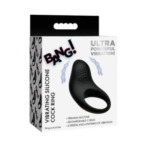 BANG! Vibrating Silicone Cock Ring Black