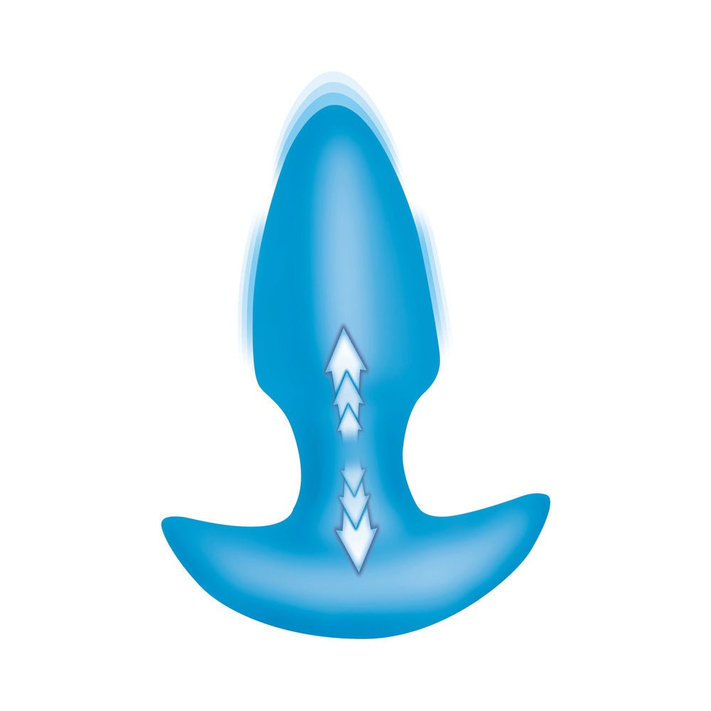 BANG! Thrusting & Vibrating Silicone Butt Plug Blue - Image 3