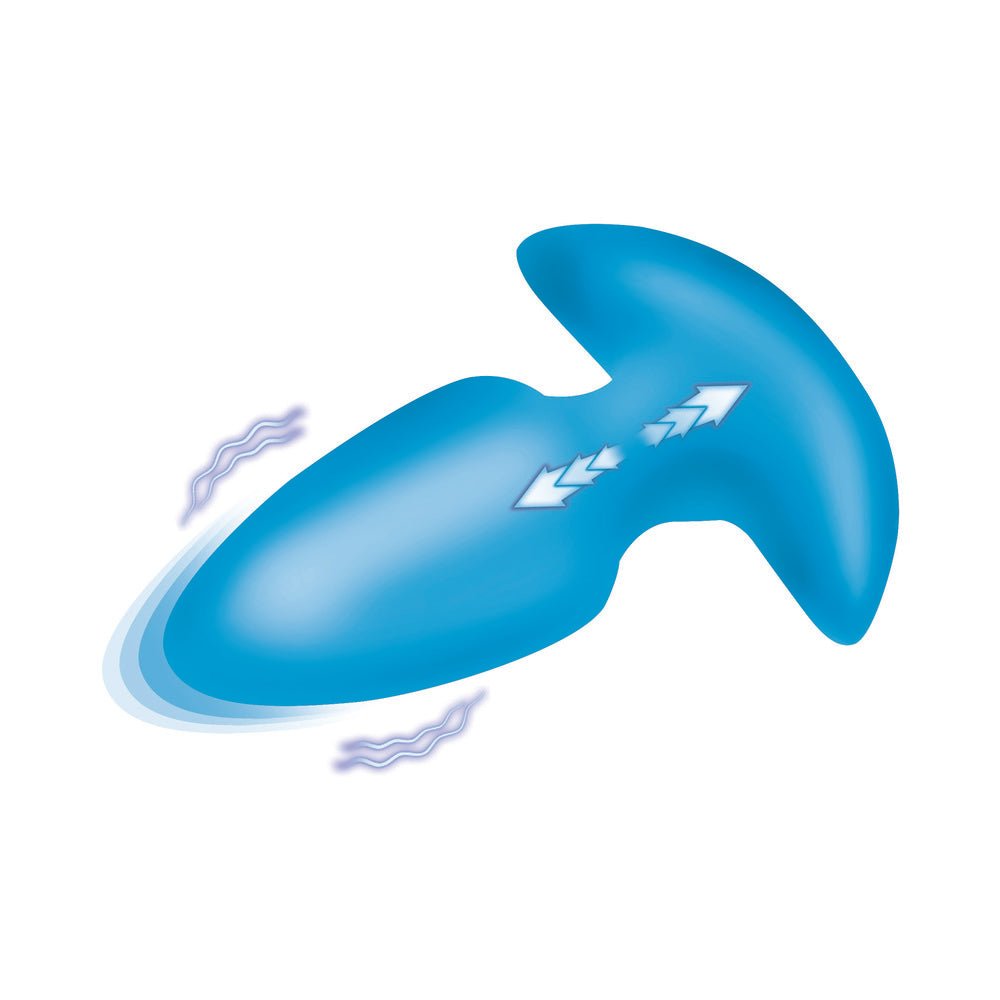 BANG! Thrusting & Vibrating Silicone Butt Plug Blue - Image 4