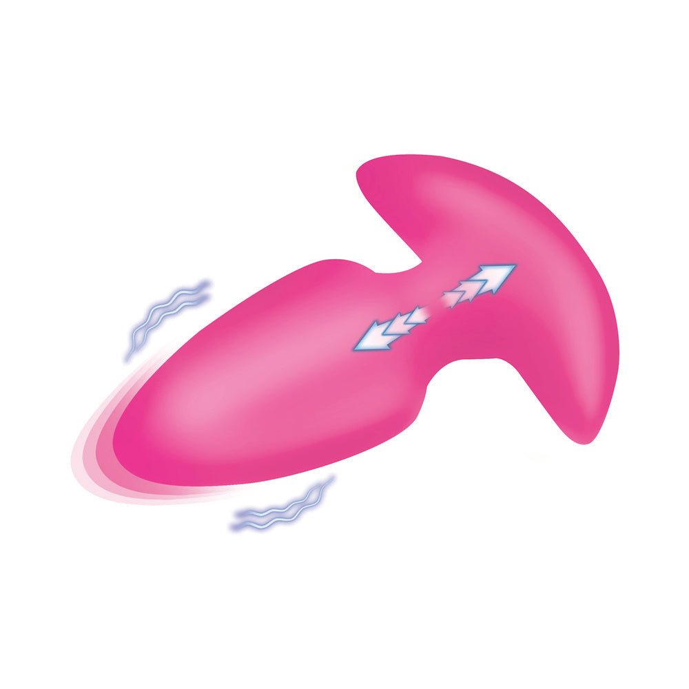 BANG! Thrusting & Vibrating Silicone Butt Plug Pink - Image 4