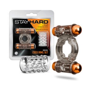 Stay Hard Vibrating Cock Ring Set with Sleeve and 2 Bullets