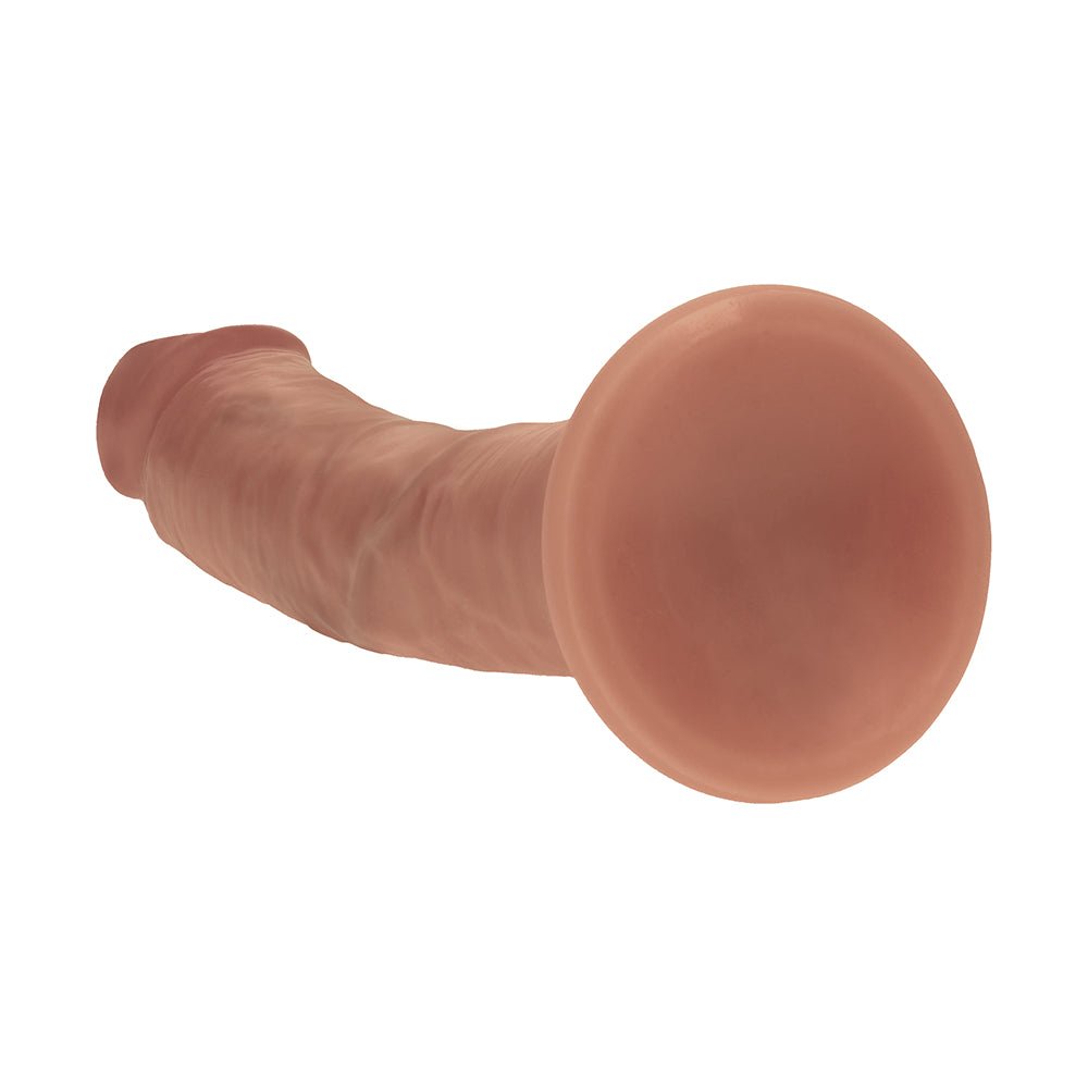 Realrock Dual Density Silicone Realistic Curved Dildo 8 in. Tan - Image 5