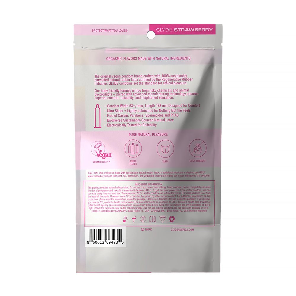 GLYDE Ultrathin Latex Condom Strawberry Flavored 12-Count - Image 2