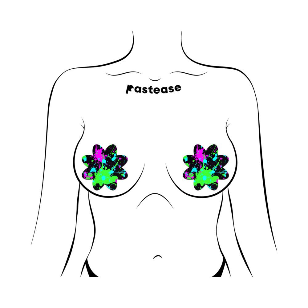 Pastease Vibrant Neon Paint Splatter Petal Breast Pasties - Image 2